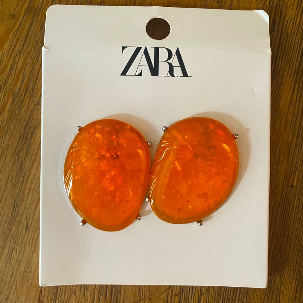 Zara Large orange opal like earrings